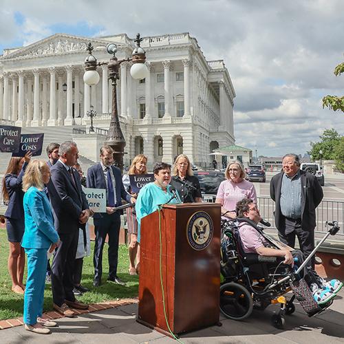 Andrea Deutsch participated in a press event hosted by Economic Security Project Action and Representative Adam Gray